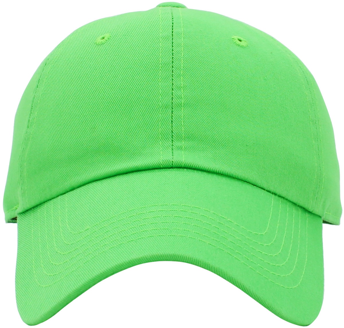 Neon Green Low Profile Baseball Caps Front View